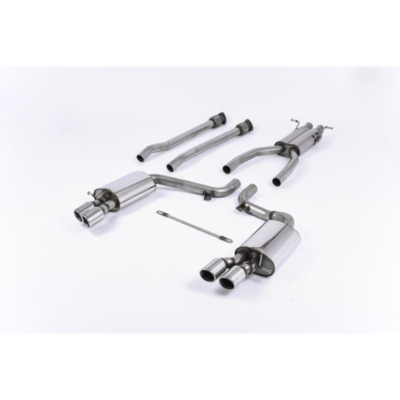 Cat-Back-Anlage Milltek Audi S6 C6 5.2 V10 FSI 2006-2012 - mit Primärschalldämpfern, ohne Mittelschalldämpfer - Quad-GT80-Endroh