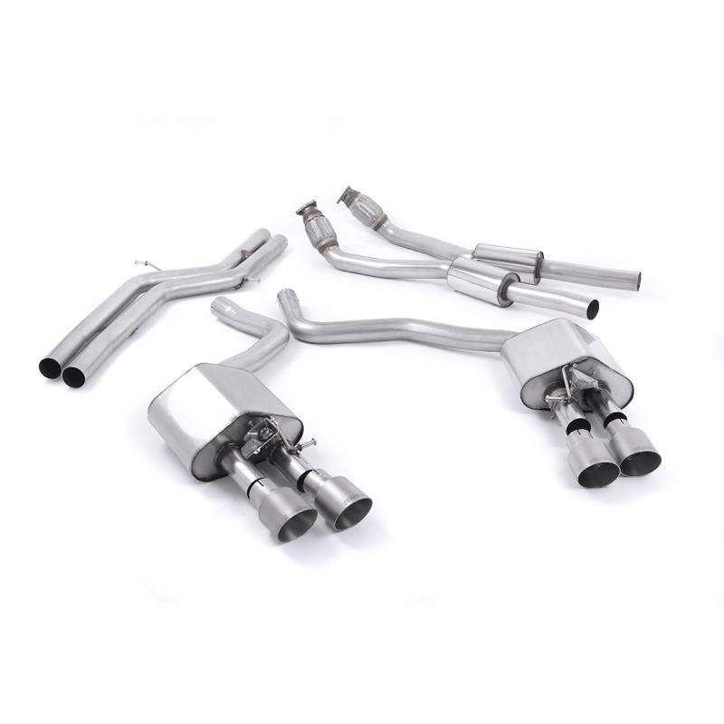 Catback Milltek Audi S6 C7 2012-2018, S7 4G 2012-2018 - Avec silencieux primaires et non résonné - sorties Quad GT100 Titane