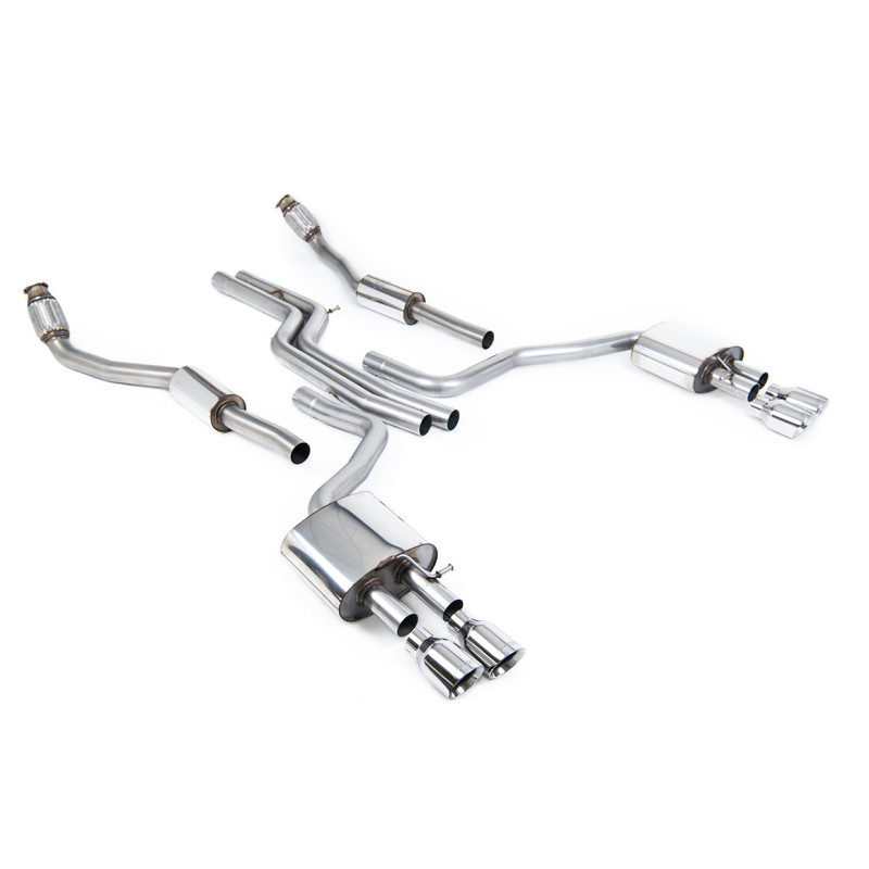 Cat-back Milltek Audi S6 C7, S7 4G - Con silenziatori primari e non risonante - terminali Quad GT100 lucidati - senza valvole