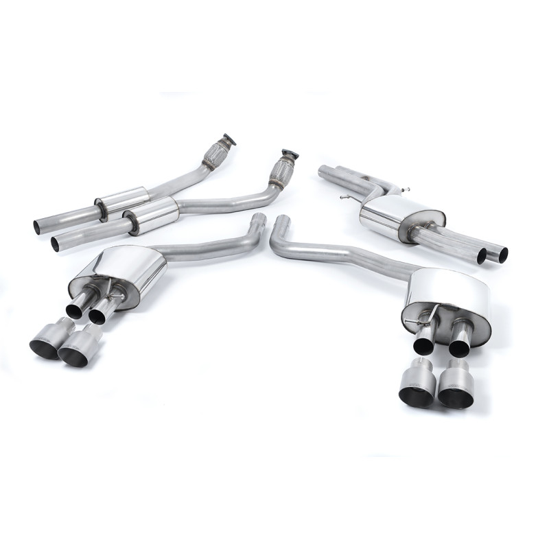 Catback Milltek Audi S6 C7, S7 4G - Omologato ECE - con silenziatore primario, risonante - terminali Quad GT100 Titanio