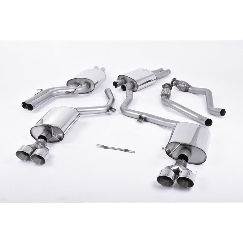 Cat-Back-Anlage Milltek Audi S5 8T 2011-2016 - ECE-zugelassen - mit Vorschalldämpfer, resonatorbestückt - Quad-Endrohre GT100 po