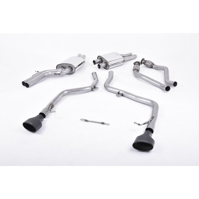 Cat-Back Race Milltek Audi S5 8T, with primary muffler, resonated + rear muffler bypass, Dual Oval Cerakote Black tips