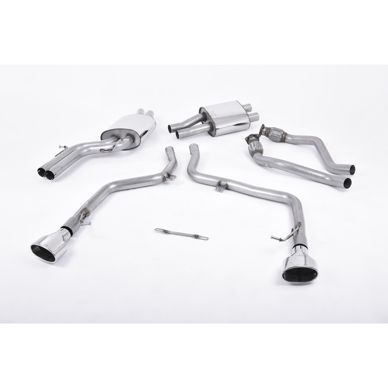 Race Cat-back Milltek Audi S5 8T - with Primary Muffler, Resonated + Rear Muffler Bypass - Polished Dual Oval Tips