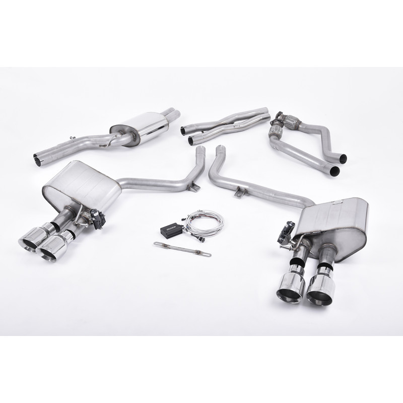 Cat-Back-Anlage Valve Sonic Milltek Audi S4 B8.5, S5 8T - Version Valve Sonic - resonant + Endschalldämpfer à - Quad-Endrohre GT