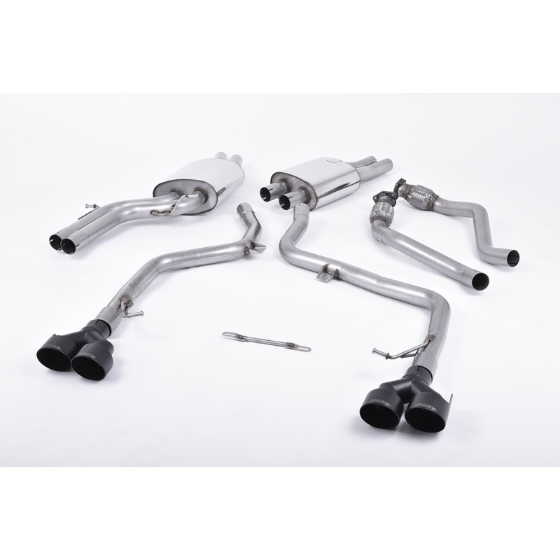Catback Race Milltek Audi S4 B8.5, S5 8T - avec primaire, résonné + bypass AR - sorties Quad GT100 Cerakote Noir