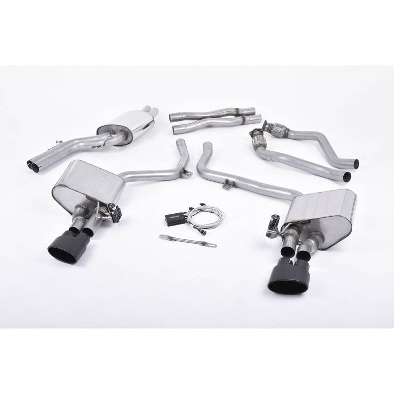 Cat-back Valve Sonic Milltek Audi S4 B8, S5 8T - Versión Valve Sonic - resonado + silenciador - colas Dual Ovaladas Cerakote Neg
