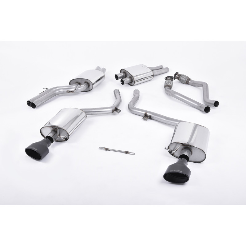 Cat-Back-Anlage Milltek Audi S4 B8, S5 8T - ECE-zugelassen - mit Vorschalldämpfer, mit Resonator - Dual-Ovalendrohre Cerakote Sc
