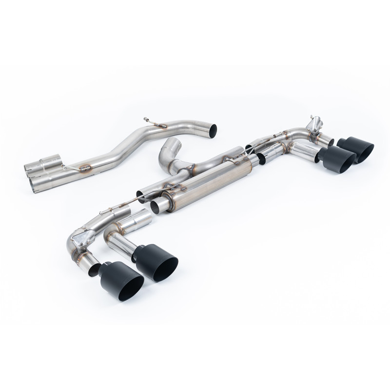 DPF-Back Milltek Audi S3 8Y - Race-Version (Race-Endschalldämpfer) - 80 mm - ohne Resonator - Quad-Endrohre GT115 Schwarz Cerako