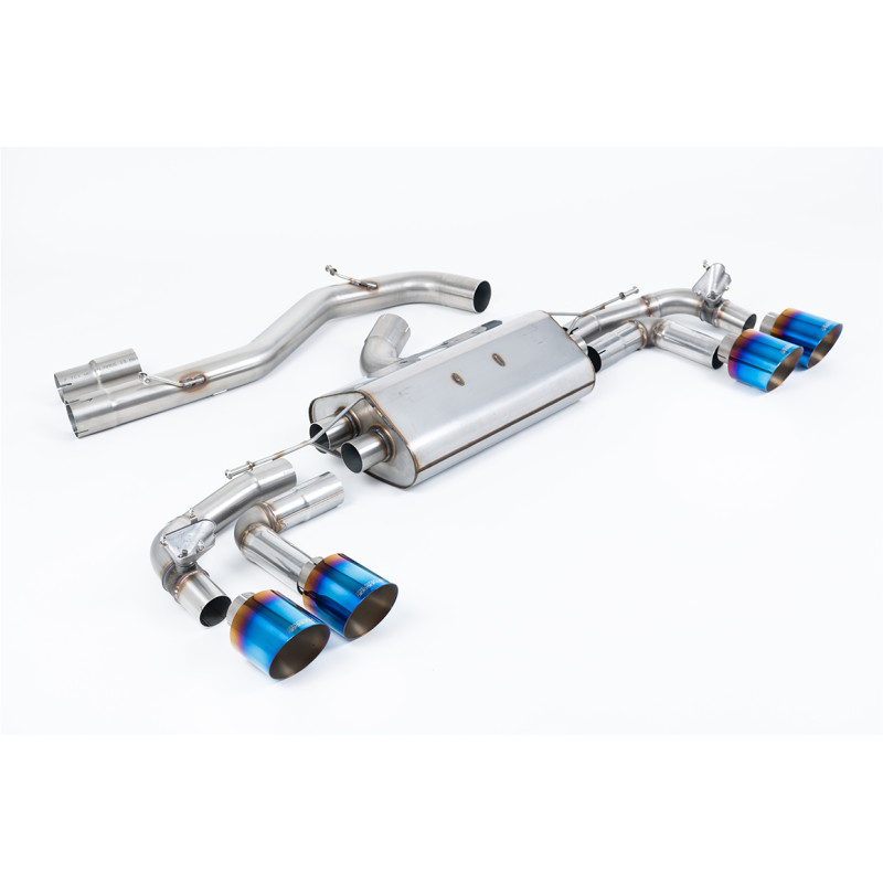 FAP Back Milltek Audi S3 8Y 2020-2025 - Version 80 mm - non résonné - sorties Quad GT115 Titane bleui - Sportback