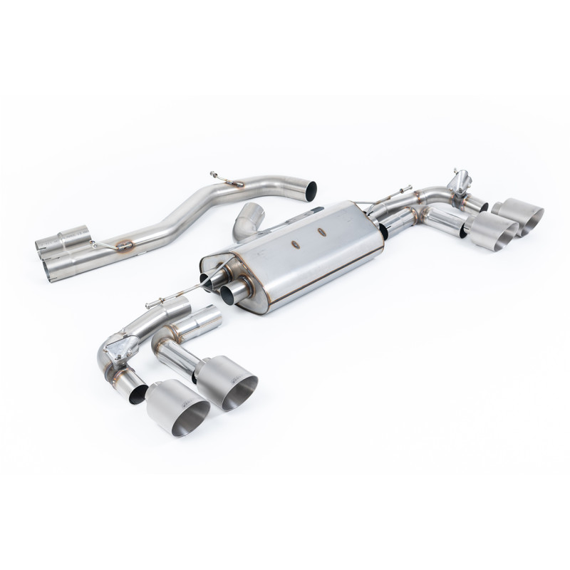 FAP Back Milltek Audi S3 8Y 2.0 TFSI 2020-2025 con FAP - Versión 80 mm - no resonada - colas Quad GT115 titanio - Sportback
