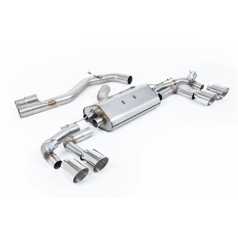FAP Back Milltek Audi S3 8Y 2.0 TFSI 2020-2025 avec FAP - Version 80 mm - non résonné - sorties Quad GT115 Polies - Sportback