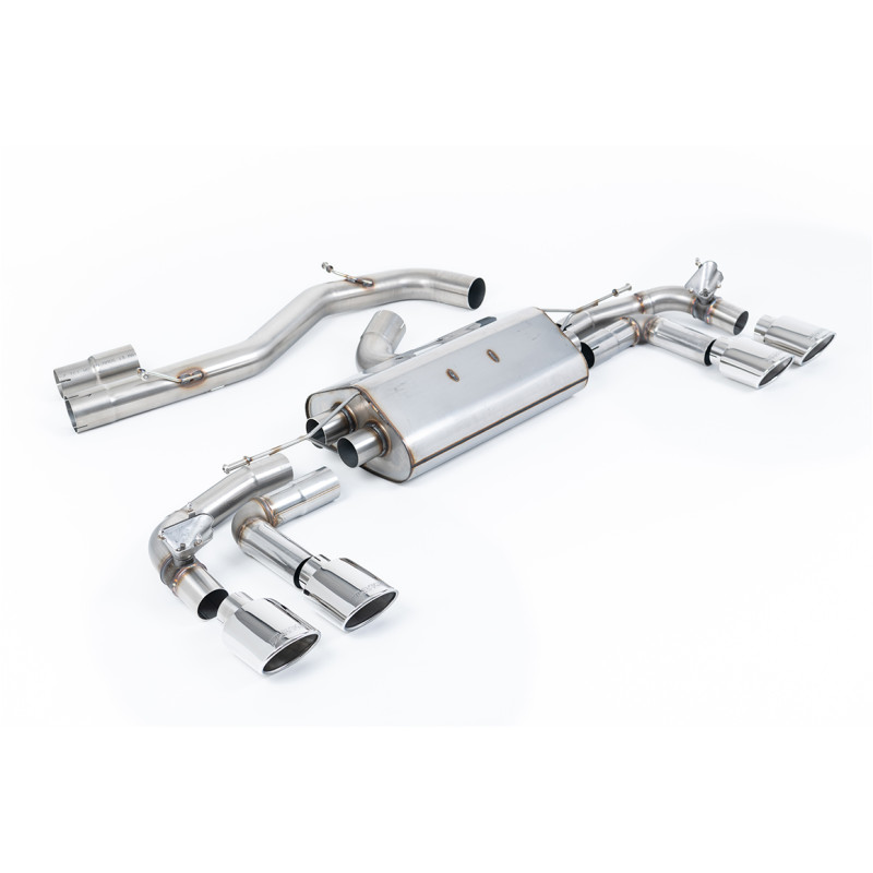 FAP Back Milltek Audi S3 8Y 2.0 TFSI 2020-2025 con FAP - Versión 80 mm - no resonada - colas Quad Ovaladas Pulidas - Sportback