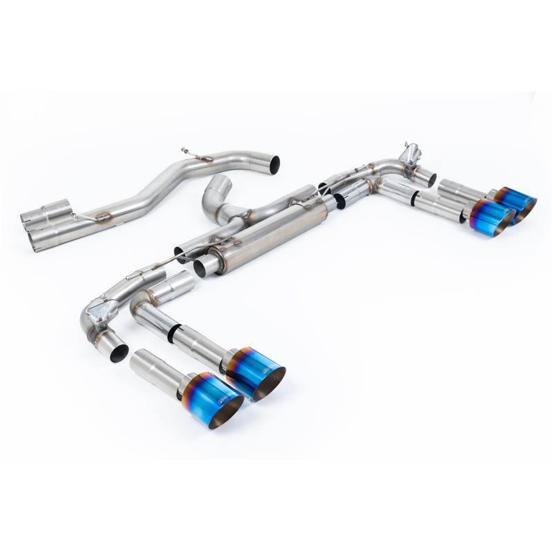 DPF Back Milltek Audi S3 8Y - Race Version (Race rear muffler) - 80 mm - non-resonated - Quad GT115 Blued Titanium Tips - Sedan