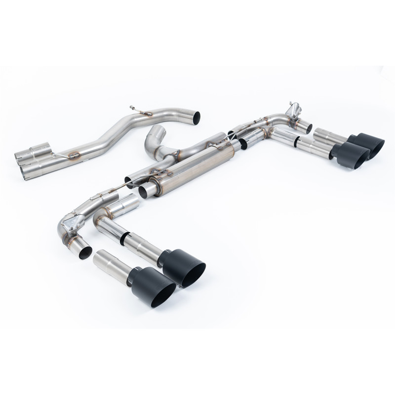 DPF Back Milltek Audi S3 8Y - Race Version (Race rear muffler) - 80 mm - non-resonated - Quad GT115 Cerakote Black - Sedan
