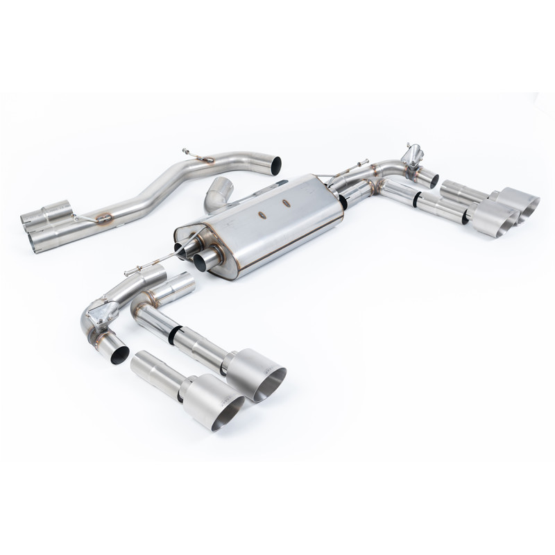FAP Back Milltek Audi S3 8Y 2.0 TFSI 2020-2025 avec FAP - Version 80 mm - non résonné - sorties Quad GT115 Titane - Berline