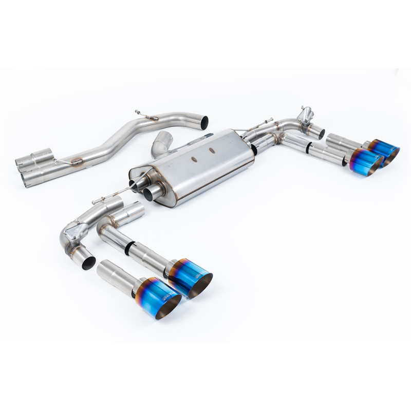 FAP Back Milltek Audi S3 8Y 2020-2025 - Version 80 mm - non résonné - sorties Quad GT115 Titane bleui - Berline