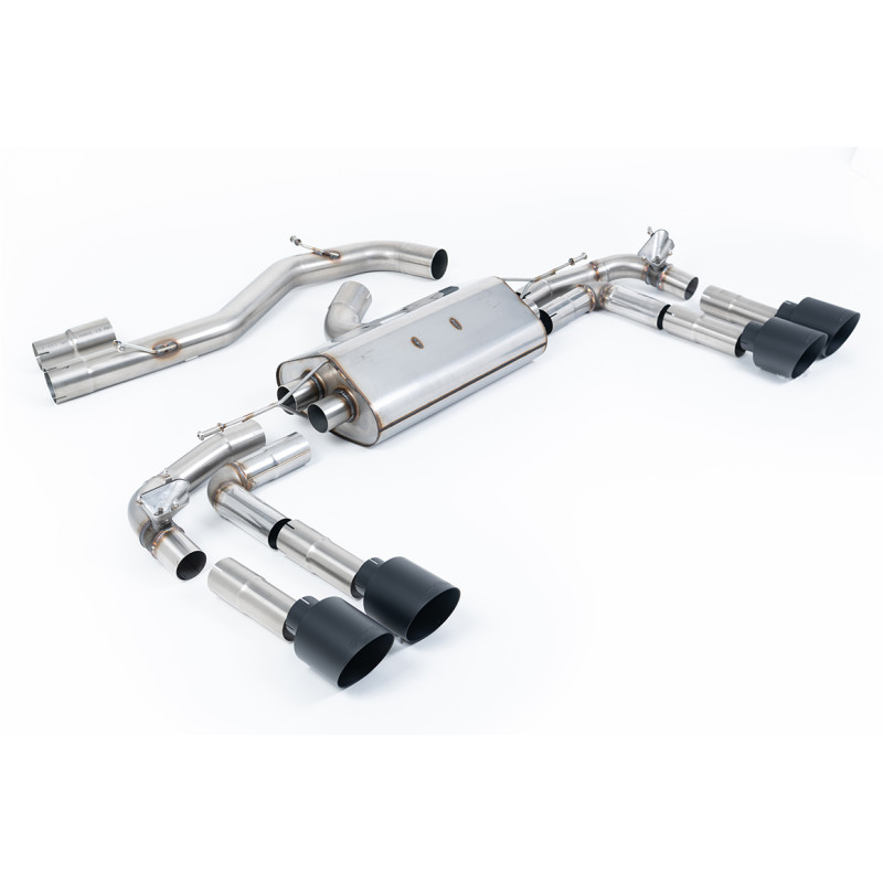 FAP Back Milltek Audi S3 8Y 2020-2025 - Version 80 mm - non résonné - sorties Quad GT115 Cerakote Noir - Berline
