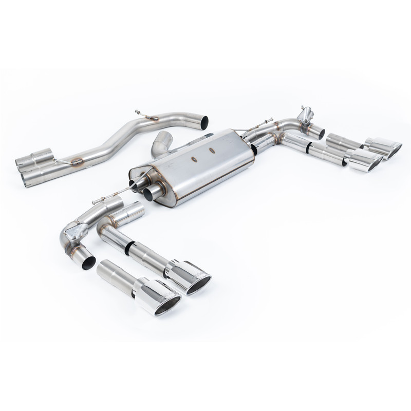 FAP Back Milltek Audi S3 8Y 2.0 TFSI 2020-2025 con FAP - Versione 80 mm - non risonata - terminali Quad Ovali Lucidati - Berlina