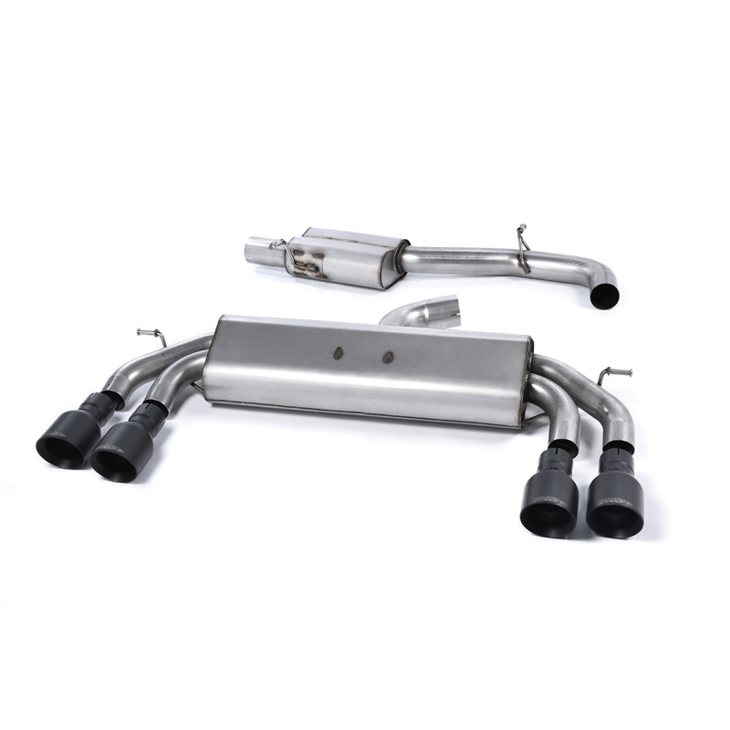 Cat-back Milltek Audi S3 8V-8V2 2.0 TFSI 2013-2018 without DPF, resonated, Quad GT100 Cerakote Black Tips