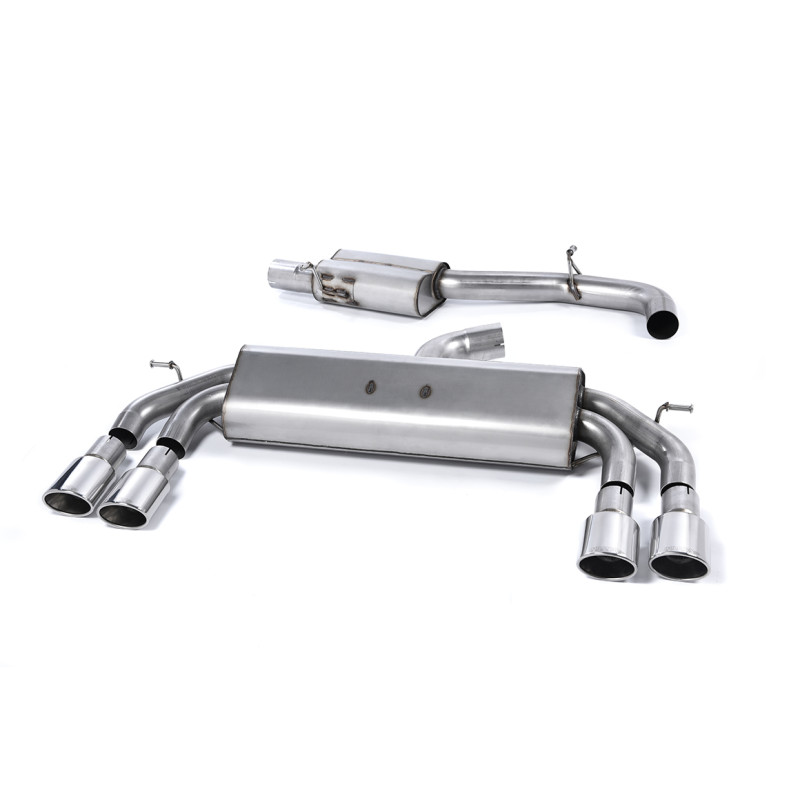 Cat-Back Milltek Audi S3 8V-8V2 2.0 TFSI 2013-2018 without DPF - resonated - Polished Oval Quad Tips