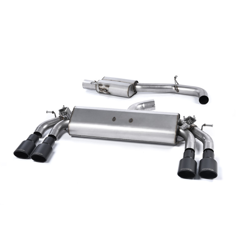 Cat-Back-Anlage Milltek Audi S3 8V-8V2 2.0 TFSI 2013-2018 ohne DPF - ECE-zugelassen - resonatorbestückt - Quad-Oval-Endrohre Cer
