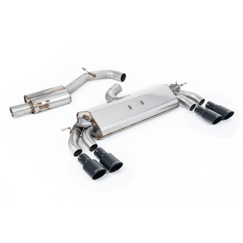 FAP-Back Milltek Audi S3 8V2 - ECE-zugelassen - mit Resonator - Quad-Oval-Endrohre Cerakote Schwarz - Endrohre 104x80mm Quad-Ova