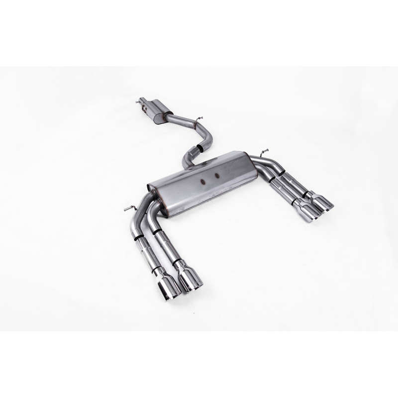 Cat-Back Milltek Audi S3 8V2 2.0 TFSI 2013-2018 ohne DPF - mit Resonator - Quad-GT100-Endrohre poliert