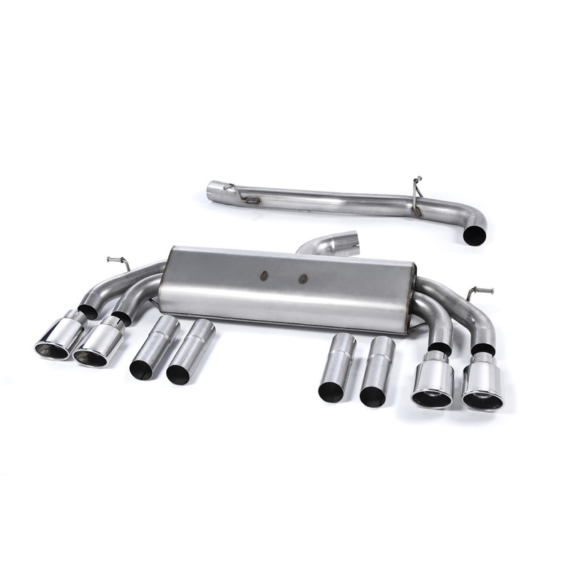 Cat-back Milltek Audi S3 8V2 2.0 TFSI 2013-2018 without DPF - non-resonated - Quad Oval Polished Tips