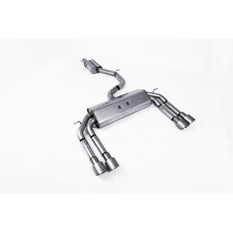 Catback Milltek Audi S3 8V2 2.0 TFSI 2013-2018 senza DPF - Con silenziatore centrale - uscite Quad GT100 Titanio