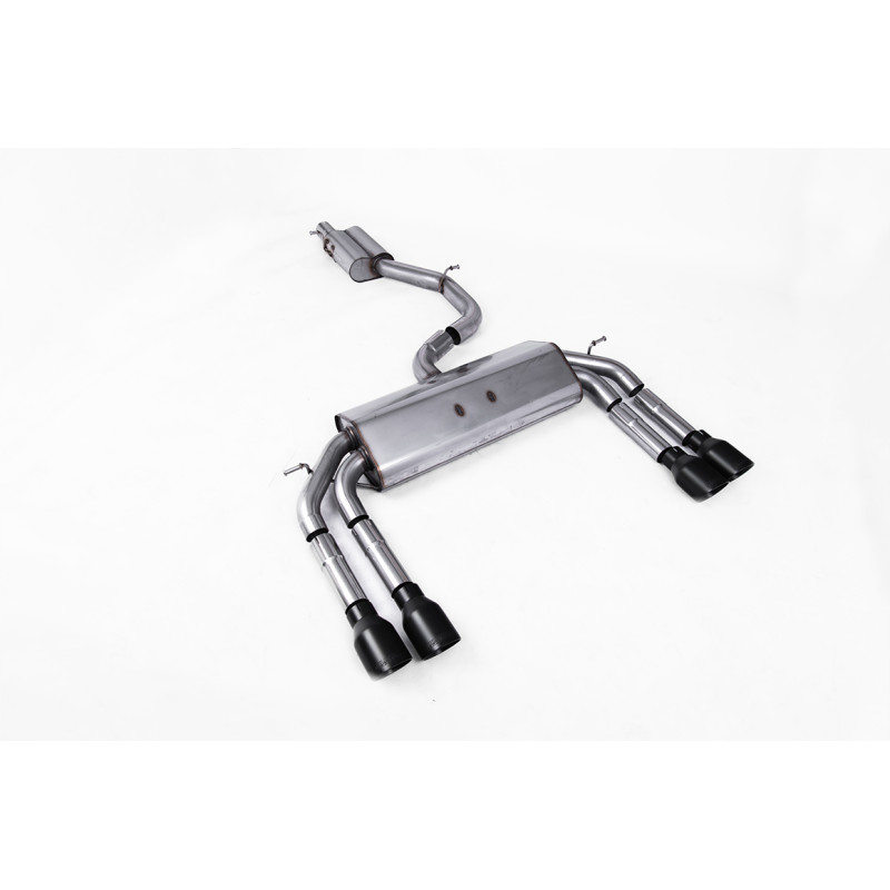 Catback Milltek Audi S3 8V2 2.0 TFSI 2013-2018 sans FAP - résonné - sorties Quad GT100 Cerakote Noir
