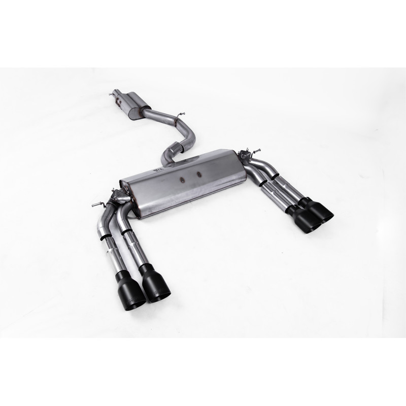 Cat-back Milltek Audi S3 8V2 2.0 TFSI 2013-2018 sin FAP - Homologado ECE - resonado - colas Quad GT100 Cerakote Negro