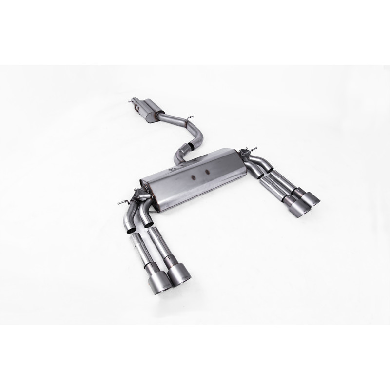 Catback Milltek Audi S3 8V2 2.0 TFSI 2013-2018 No DPF, ECE Homologated, Resonated, Quad GT100 Titanium