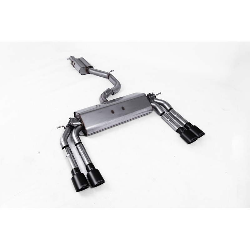 Cat-Back-Anlage Milltek Audi S3 8V2 2.0 TFSI 2013-2018 ohne DPF - ECE-zugelassen - mit Resonator - Quad-Ovalendrohre Cerakote Sc