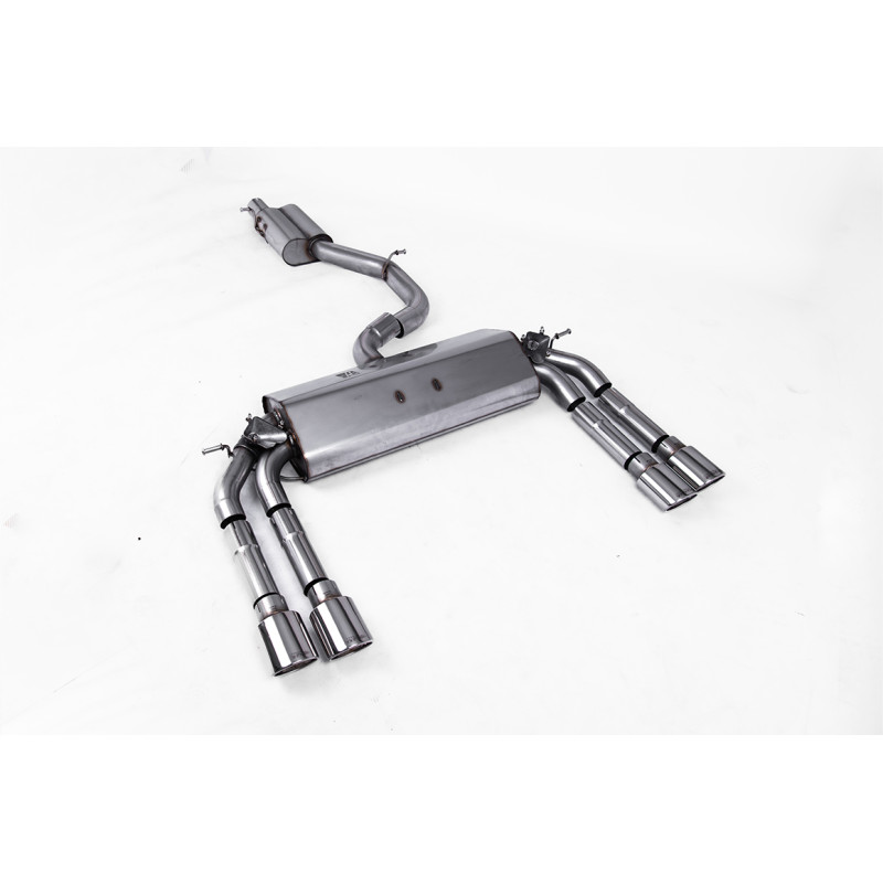 Scarico cat-back Milltek Audi S3 8V2 2.0 TFSI 2013-2018 senza FAP - Omologato ECE - risonato - terminali Quad ovali lucidati