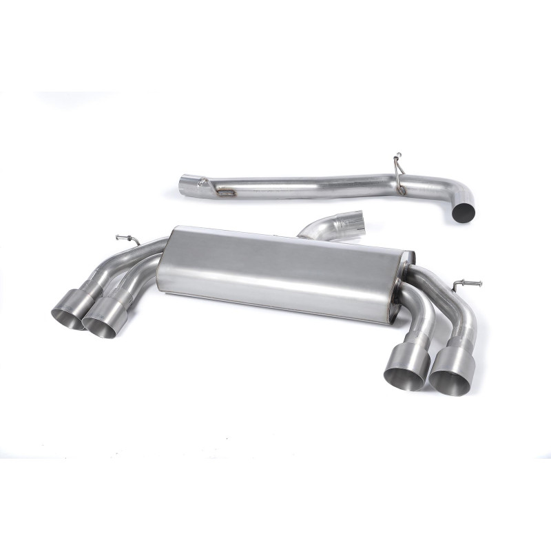 Milltek Cat-Back Audi S3 8V2 2.0 TFSI 2013-2018 with DPF - non-resonated - Quad GT100 Titanium Tips