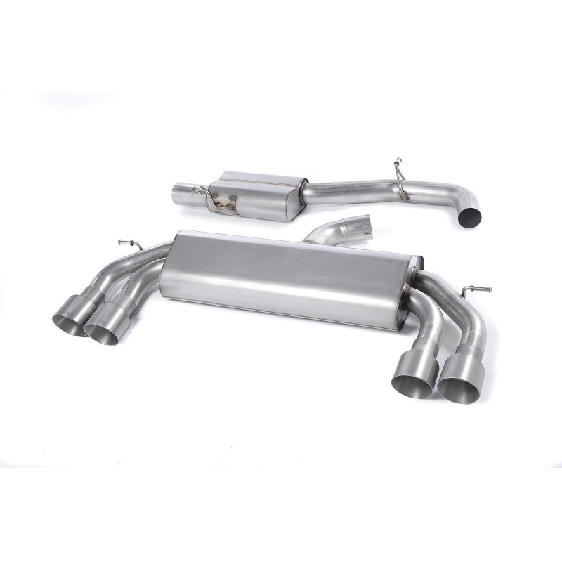 Catback Milltek Audi S3 8V2 2.0 TFSI 2013-2018 avec FAP - Avec silencieuxintermédiaire - sorties Quad GT100 Titane