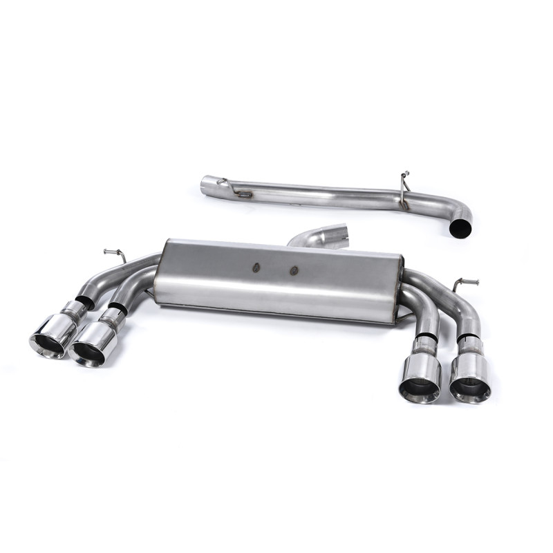 Scarico cat-back Milltek Audi S3 8V2 2.0 TFSI 2013-2018 con DPF - non resonato - terminali Quad GT100 lucidati