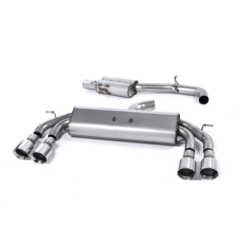 Cat-back Milltek Audi S3 8V2 2.0 TFSI 2013-2018 with DPF - resonated - Quad GT100 Polished Tips