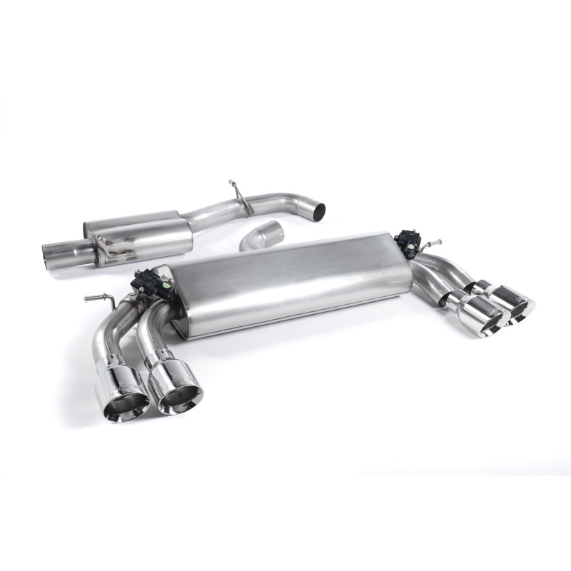 Catback Milltek Audi S3 8V2 2.0 TFSI 2013-2018 con FAP - Homologado ECE - Con intermedio - salidas Quad GT100 Pulidas
