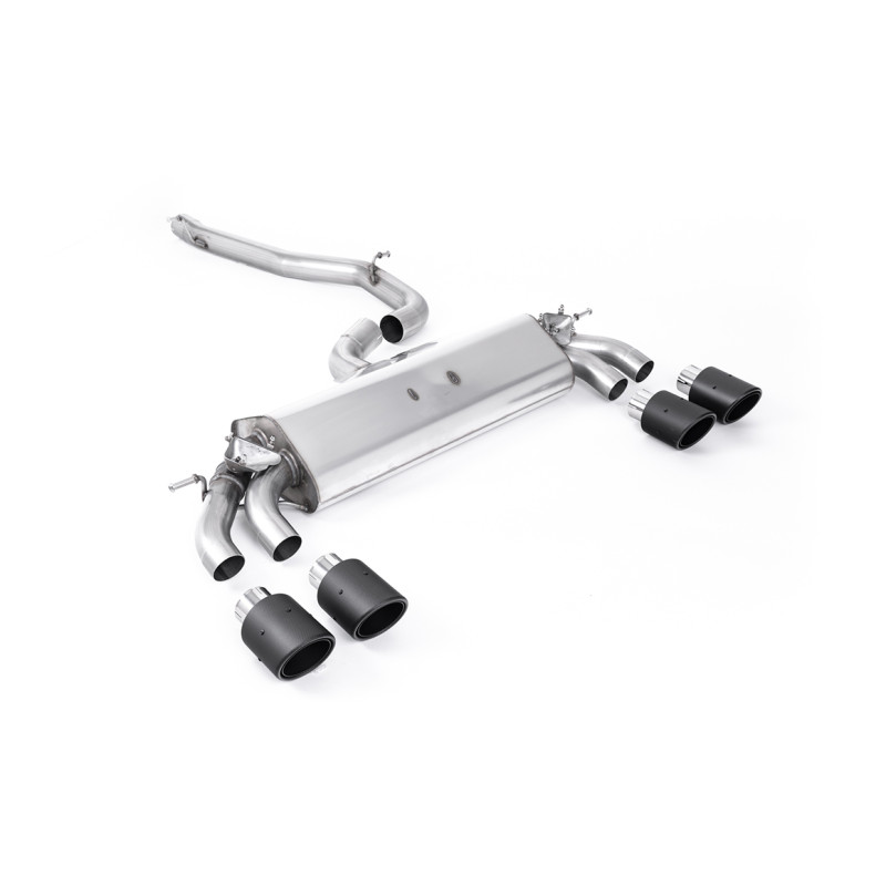 FAP-Back Milltek Audi S3 8V2 2.0 TFSI 2019-2020 mit DPF - unresonniert - Endrohre Quad Jet-100 Carbon