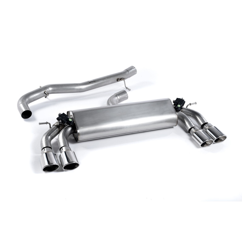 DPF Back Milltek Audi S3 8V2 2.0 TFSI 2013-2020 with DPF - non-resonated - Quad Oval Polished Outlets