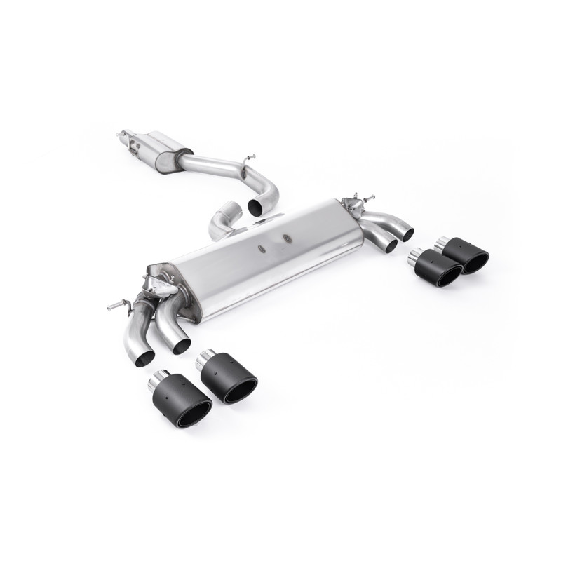 DPF Back Milltek Audi S3 8V2 2.0 TFSI 2019-2020 with DPF - ECE Homologated - resonated - Quad Jet-100 Carbon Outlets
