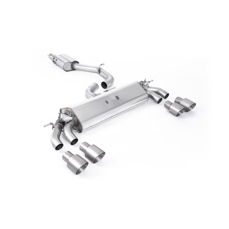 FAP Back Milltek Audi S3 8V2 2.0 TFSI 2019-2020 con DPF - Omologato ECE - risonante - terminali Quad GT100 Titanio - 3 Porte
