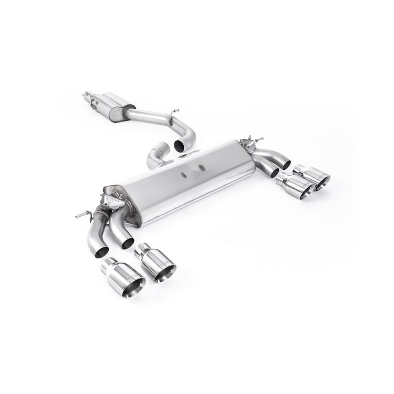 DPF Back Milltek Audi S3 8V2 2.0 TFSI 2019-2020 with DPF - ECE Homologated - Resonated - Polished Quad GT100 Tips - 3 Door