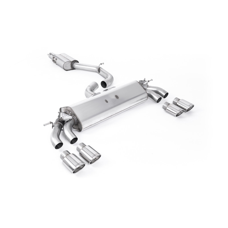 DPF Back Milltek Audi S3 8V2 2019-2020 - ECE Homologated - Resonated - Polished Quad Oval Tips - Quad Oval Tips - 3 Door