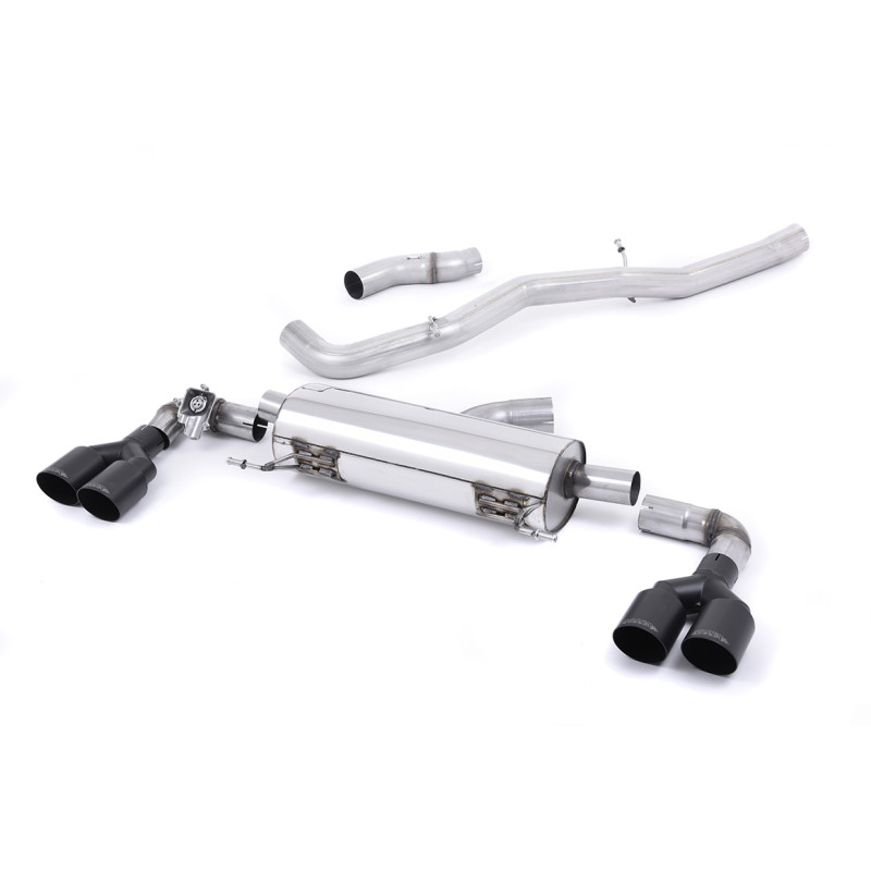 Scarico cat-back Milltek Audi S1 8X 2.0 TFSI 2014-2018 - non risonato - terminali Quad GT90 Neri