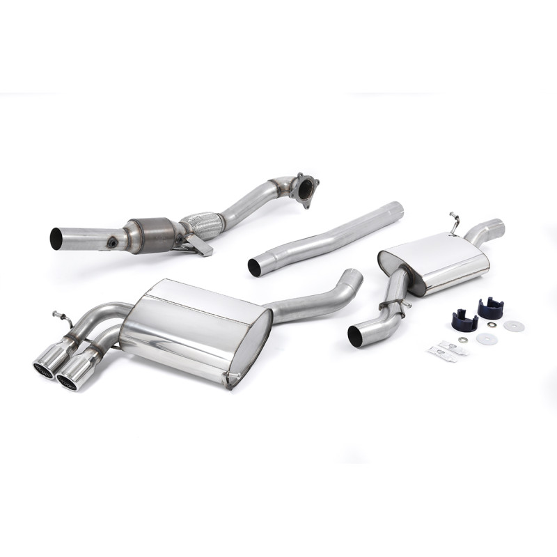 Impianto di scarico completo Milltek Audi S3 8P 2.0 TFSI 2007-2012 - con cat HJS Hi-Flow 200 CPSI - Con centrale - terminali GT8