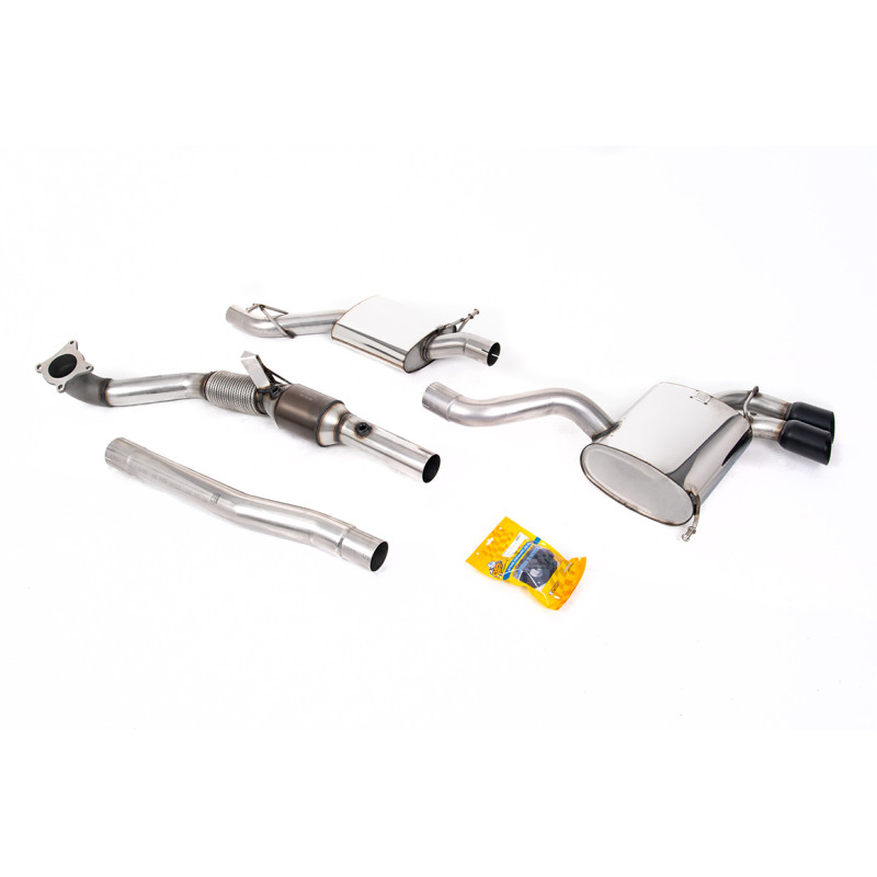 Full Exhaust System Milltek Audi S3 8P 2.0 TFSI 2006-2012 - with HJS Hi-Flow 200 CPSI cat - With Resonator - GT80 Black Tips
