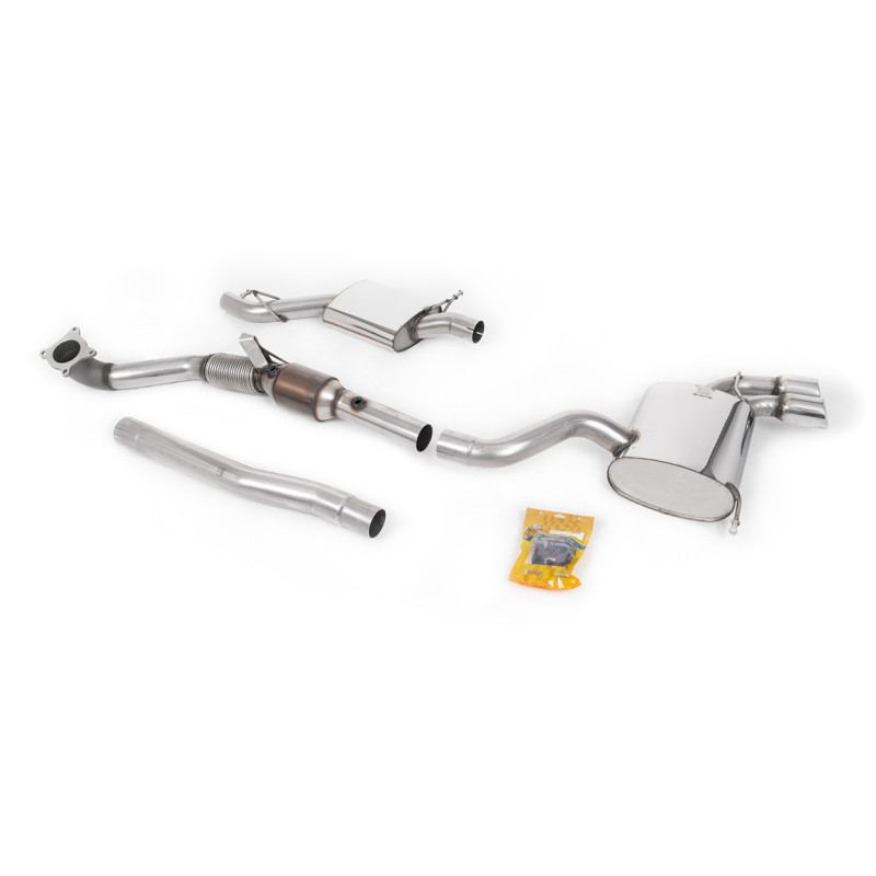Full exhaust system Milltek Audi S3 8P 2.0 TFSI 2006-2012 - with HJS Hi-Flow 200 CPSI cat - With resonator - Polished GT80 tips
