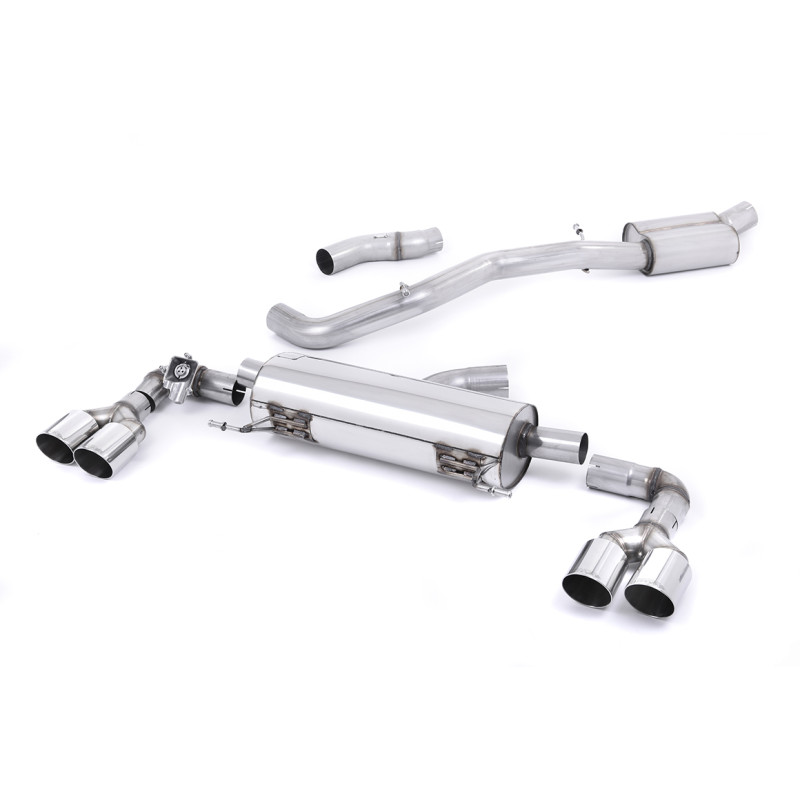 Cat-Back-Anlage Milltek Audi S1 8X 2.0 TFSI 2014-2018 - ECE-zugelassen - resonanzgedämpft - Quad-GT90-Endrohre poliert